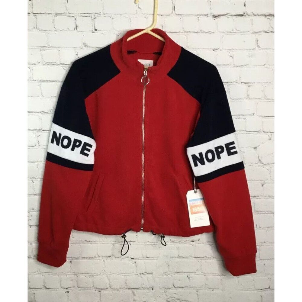 Cali 1850 Women's Sweater Large‎ Red Fleece Zip Up Jacket